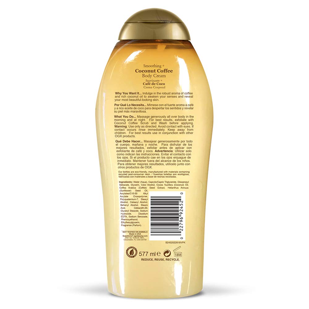 OGX Smoothing + Coconut Coffee Body Cream 577ml