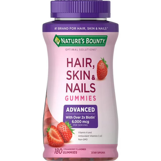 NATURE'S BOUNTY Advanced Hair, Skin and Nails Vitamin, Strawberry Gummies, 180 Gummies
