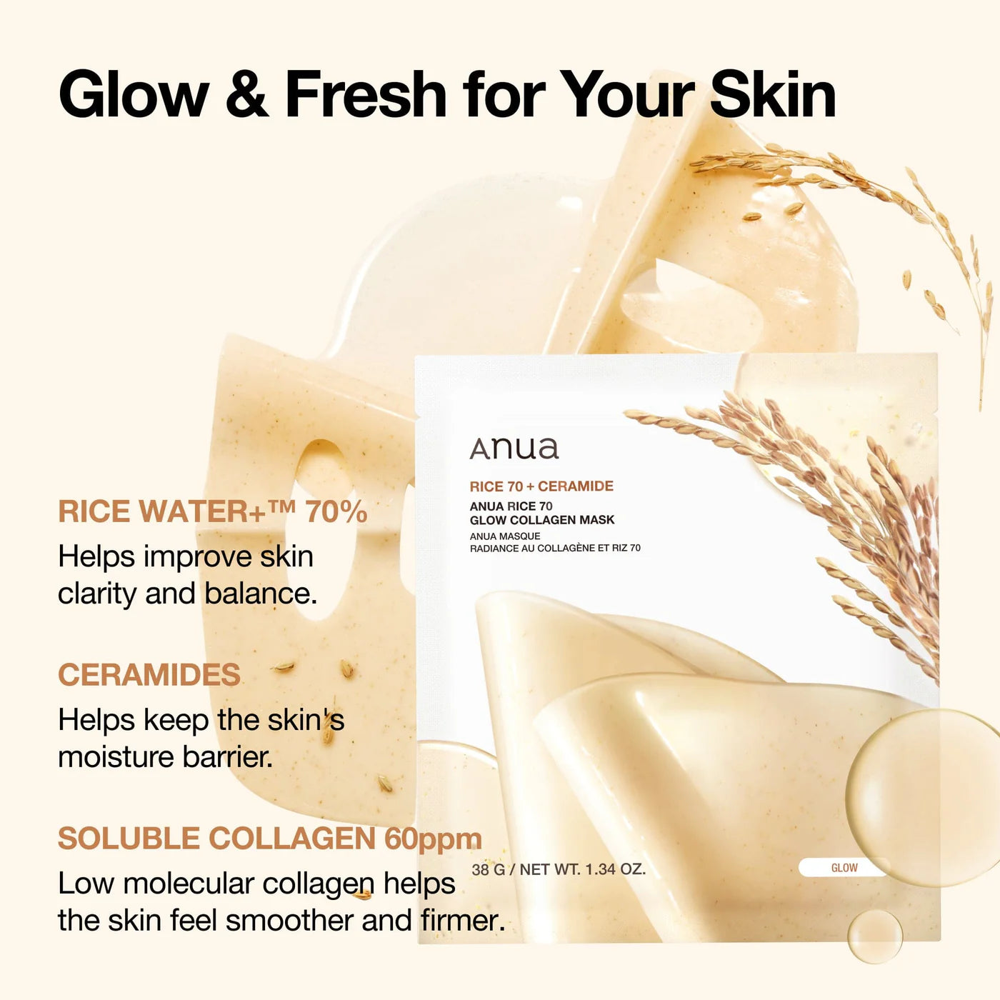 ANUA Rice 70 Glow Collagen Mask