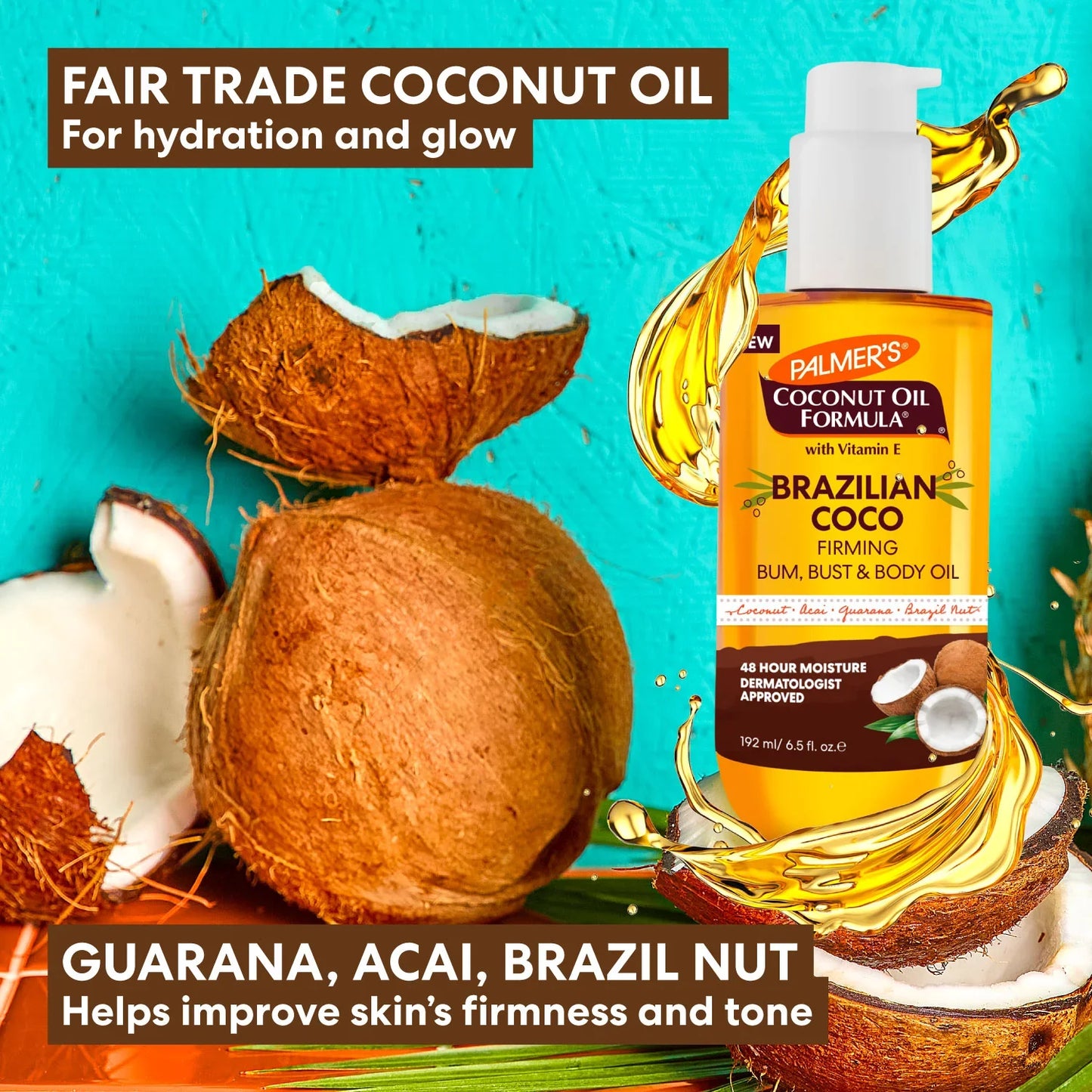 PALMER'S Brazilian Coco Firming Bum, Bust & Body Oil (192ml)